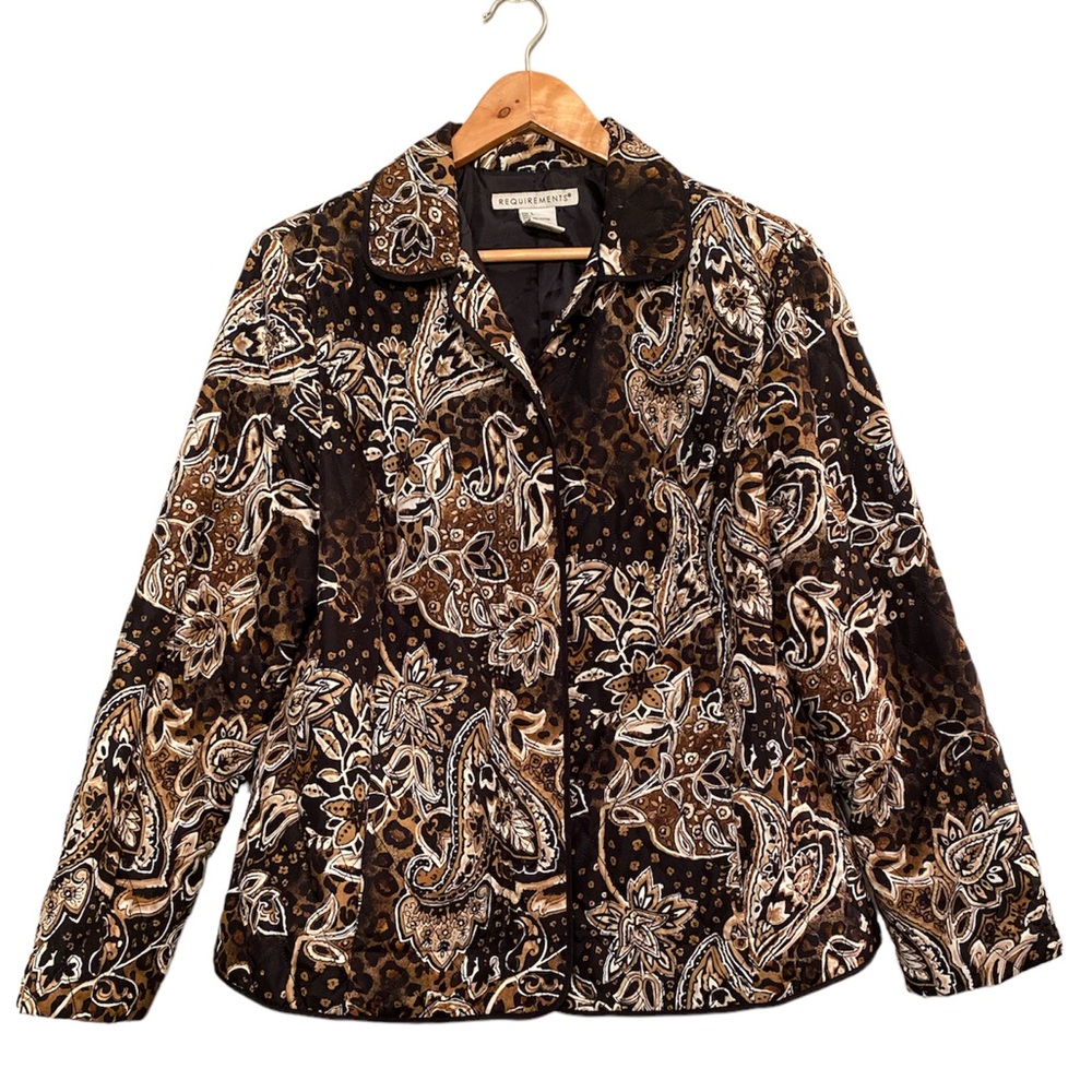 Requirements Quilted Lightweight Jacket Paisley Brown and Black Size L